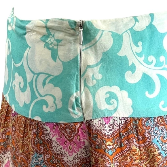 Rampage Boho Patchwork Mini Skirt Floral Paisley Tiered Ruffle Hem Size 6 - Picture 3 of 10